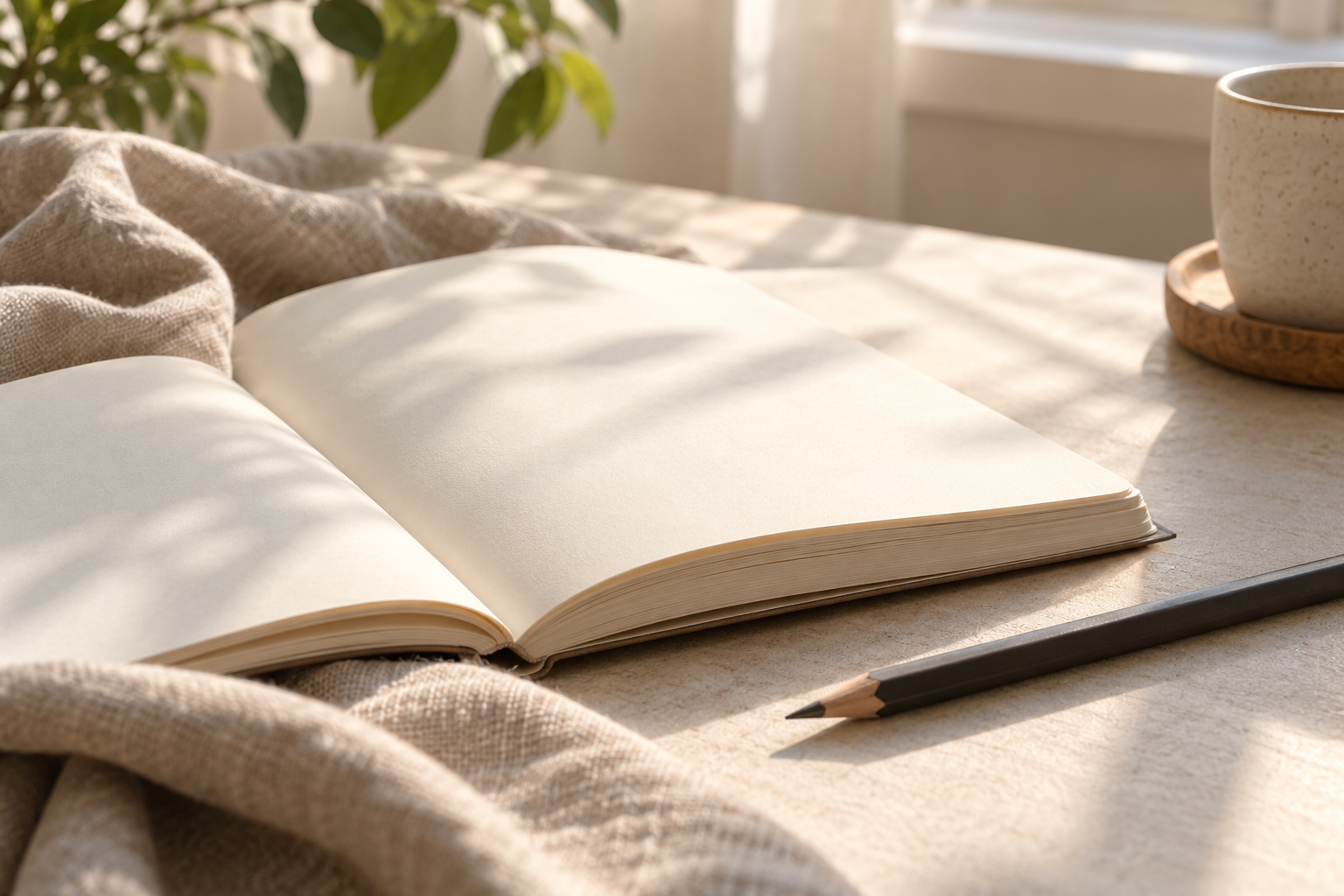 Open book in warm daylight